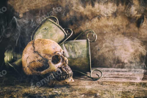 Preview: Still Life Of Skull On Wooden Floor