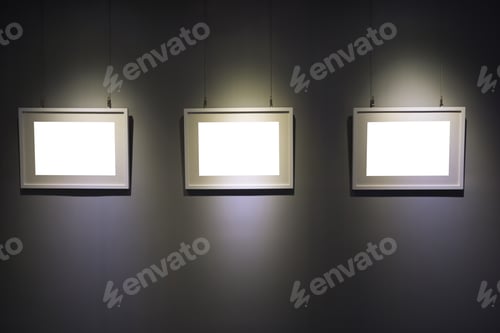 Preview: Art Exhibition With Picture Frame And Spotlight