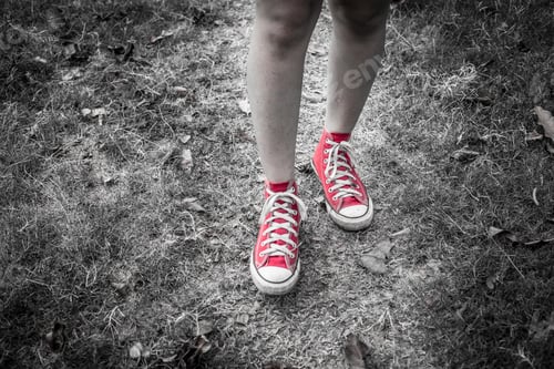 Preview: Still Life Of Red Sneakers On Street