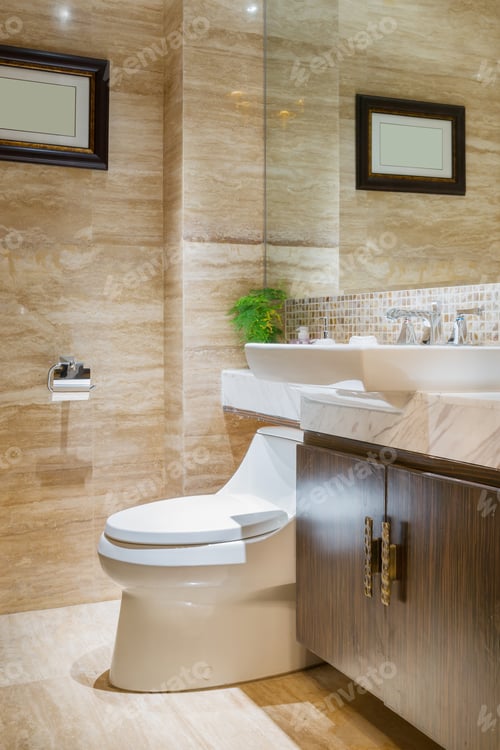 Visualização: Belo banheiro com decoração moderna