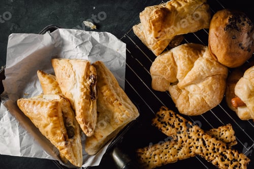 Preview: Bakery On Black Table Background