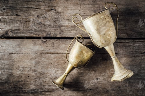 Preview: Still Life Of Old Trophies On Wooden Wall