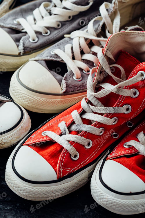 Preview: Sneaker On Wooden Table Background