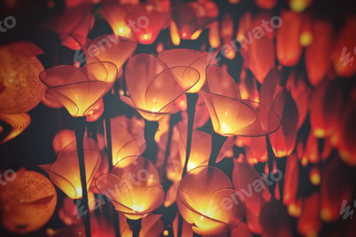 Vista previa: Traditional Light Decorations During The Light Festival Or Festival Of Light Boat In Luang Prabang