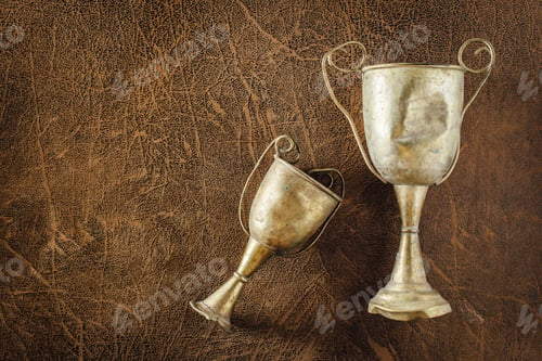 Preview: Still Life Of Old Trophies On Leather Background