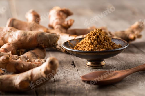 Preview: Turmeric On Wooden Background