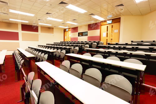 Preview: Empty University Lecture Hall with Rows of Seats
