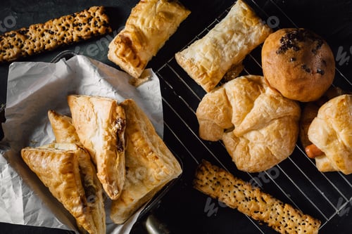 Preview: Bakery On Black Table Background