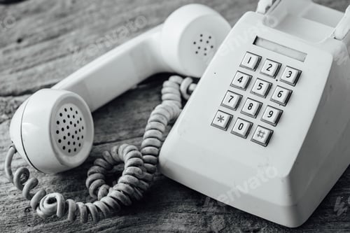 Preview: Vintage Phone On Wooden Table,Monochrome Filter