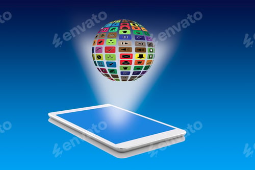 Preview: Social Media With Colorful Application Icons, On Tablet