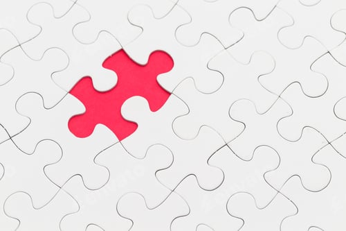 Preview: Puzzle With Missing Piece Over Red Background