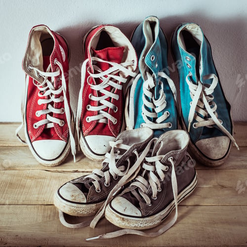 Preview: Sneakers On Wooden Floor ,Family Sneakers