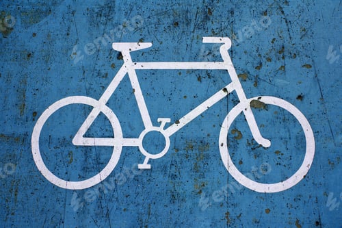 Preview: Close Up Of Blue Bike Lane Sign