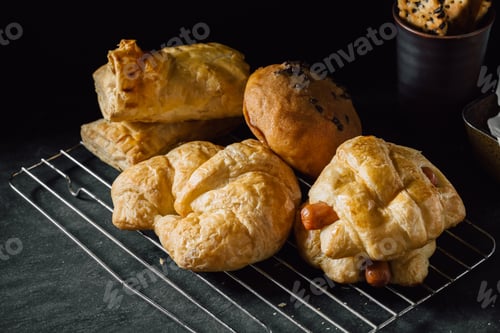 Preview: Bakery On Black Table Background