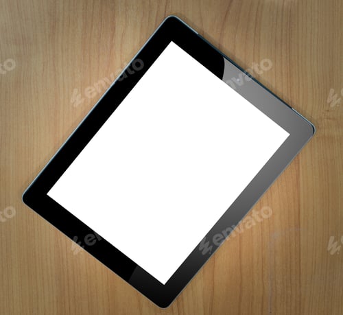 Preview: Tablet Computer On Old Wooden Table
