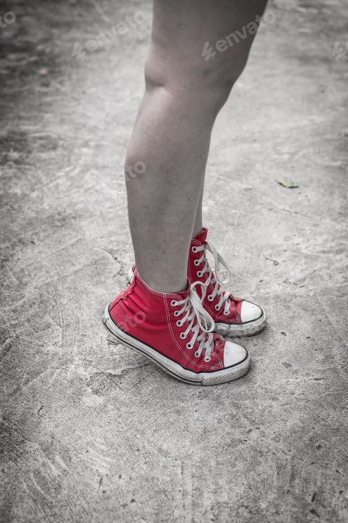 Preview: Still Life Of Red Sneakers On Street
