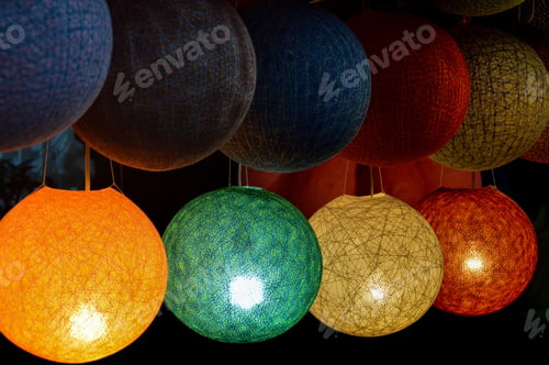 Preview: Beautiful Round Paper Lamps Sold At The Famous Luang Prabang Night Market