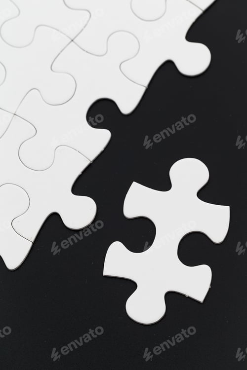 Preview: White Puzzle On Black Background