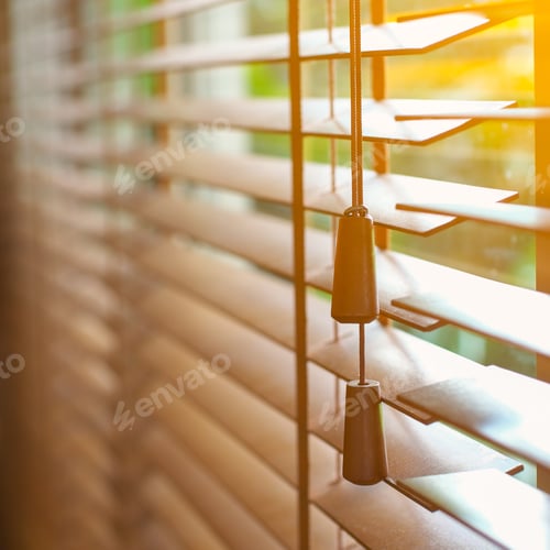 Preview: Wooden Blinds With Sun Light.