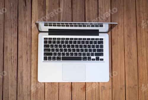 Preview: Laptop On Wood Table