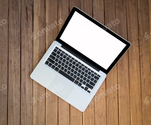 Preview: Laptop On Wood Table