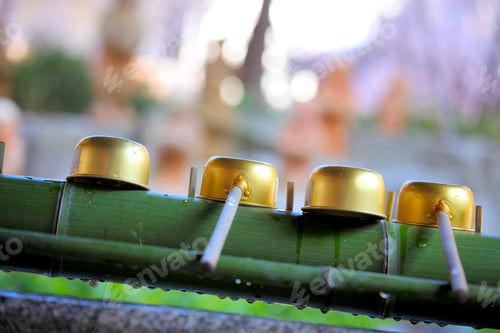 Preview: Bamboo Water Fountain In Japanese Garden