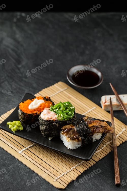Preview: Sushi ,Japan Food On Black Table