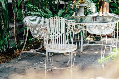 Preview: Detail Of Old Vintage Furniture In Garden