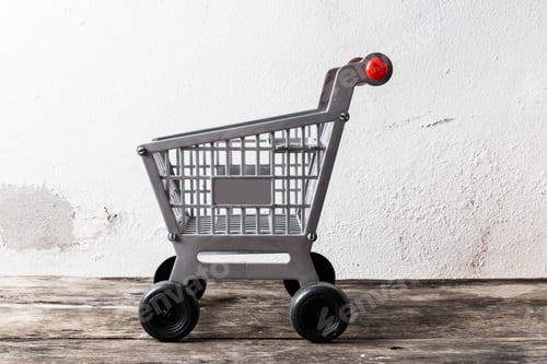 Preview: Mini Shopping Trolley On Wood Board