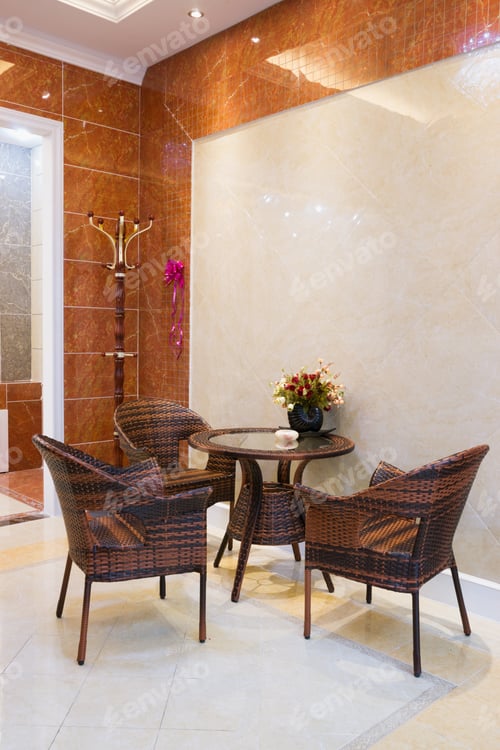 Preview: Leisure Table And Chairs In A Ceramic Tiles Market