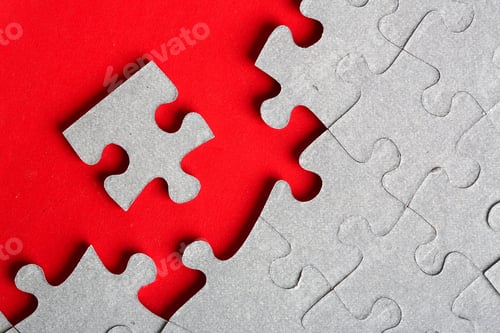 Preview: Grey Jigsaw Puzzle Texture With Missing Pieces