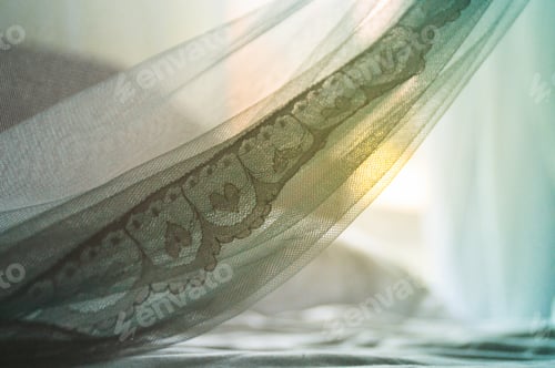 Preview: Flimsy Texture Of A Lace Bed Canopy To Depic Concept Of Intimacy