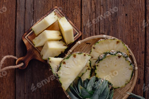 Preview: Pineapple On Wooden Table Background