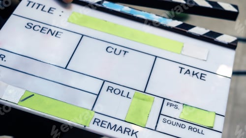 Preview: Film Production Crew, Close Up Of Movie Clapper Board
