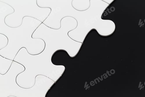Preview: White Puzzle On A Black Background