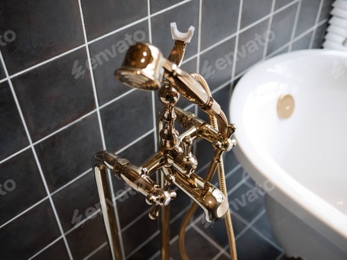 Preview: Metal Shower Head In A Bathroom