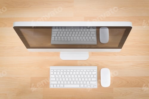 Preview: Computer On Wood Table
