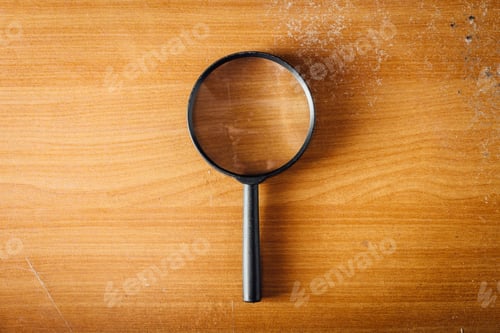 Preview: Magnifying Glass On Wooden Table