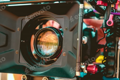 Preview: Film Industry. Filming With Professional Camera Background