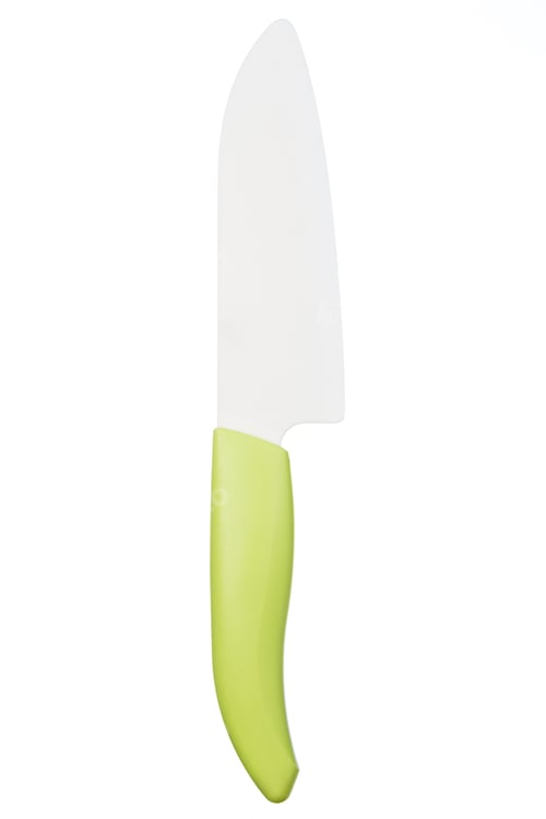 Preview: Ceramic Knife With Green Handle Isolated On White Background
