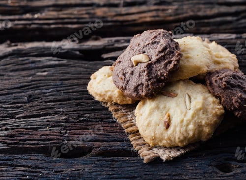 Preview: Assortment of Tasty Cookies on Rustic Wood