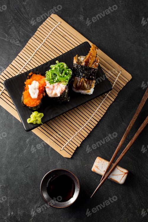 Preview: Sushi ,Japan Food On Black Table
