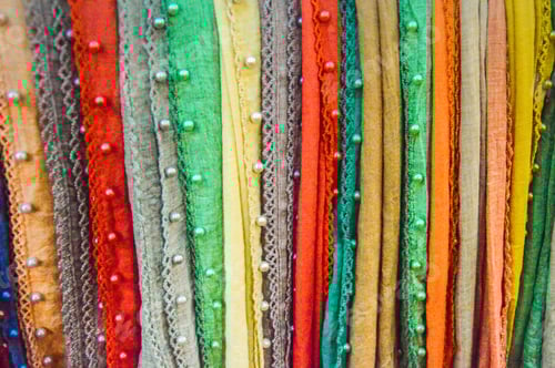 Preview: Hanging Fabrics For Sale At The Textile Market In Medan City North Sumatra, Indonesia