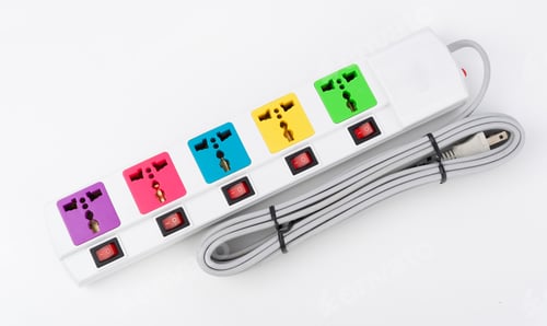 Preview: Portable Electrical Socket Outlet On A White Background.