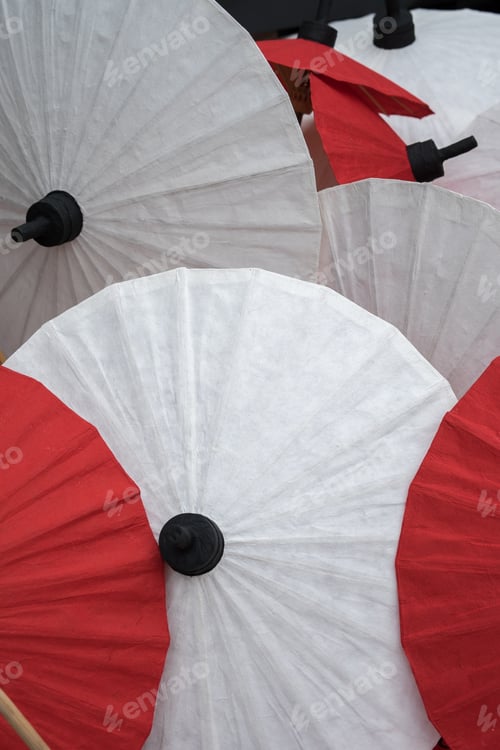 Preview: Group Of Japanese Styled Umbrella Stacked Together