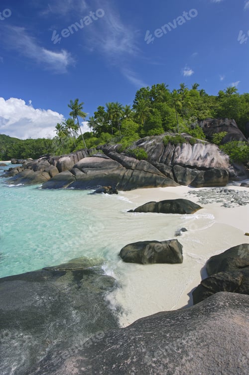Preview: Rock Formations In Surf, Baie Lazare, Mahe', Seychelles