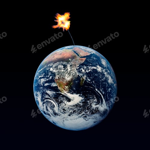 Preview: Environmental Concept With Lit Fuse Attached To Planet Earth
