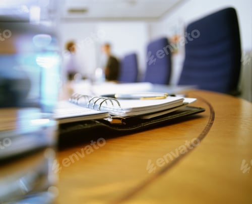 Preview: Detail Of Personal Organizer Conference Room Table In Office