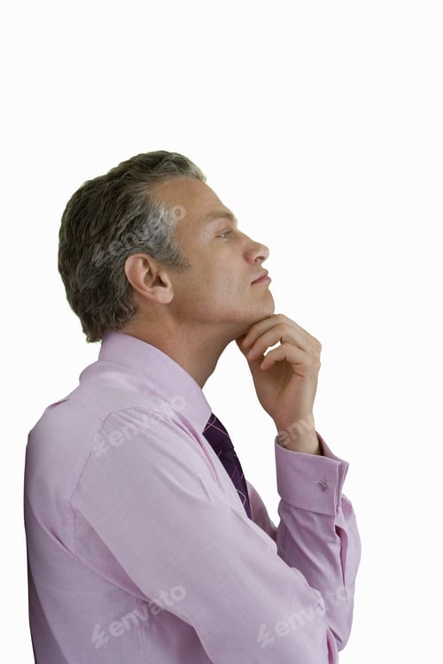 Preview: Businessman With Hand To Chin, Profile, Cut Out