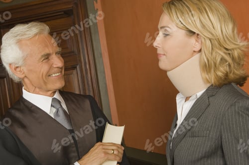 Preview: Close-Up Of A Lawyer And A Businesswoman Looking At Each Other And Smiling